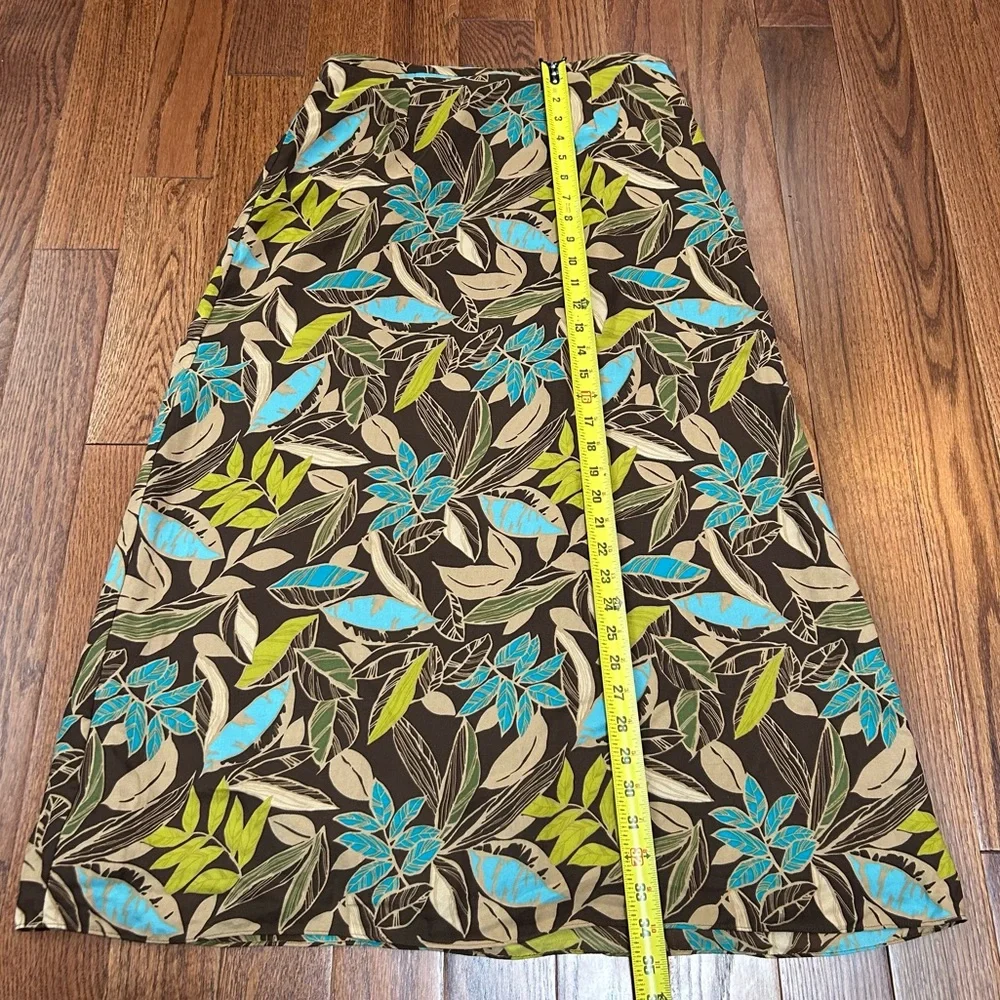 Vintage A-Line Floral Print Skirt - Brown and Blue - Picture 7 of 9